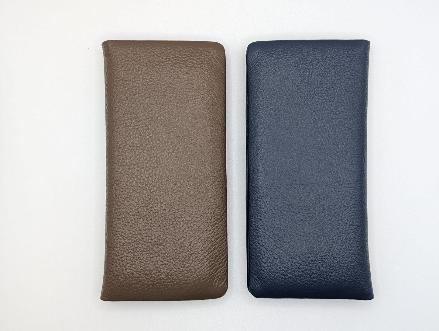 Top Grain Leather Long Wallet - Navy Blue