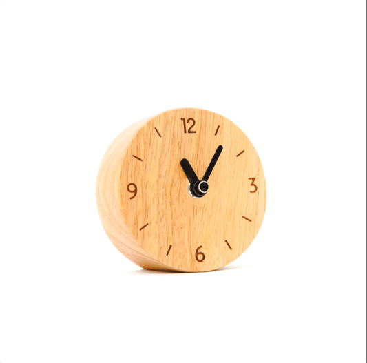 Handmade round wooden table clock – minimalist home decor
