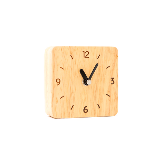 Handmade square wooden table clock – modern minimalist decor
