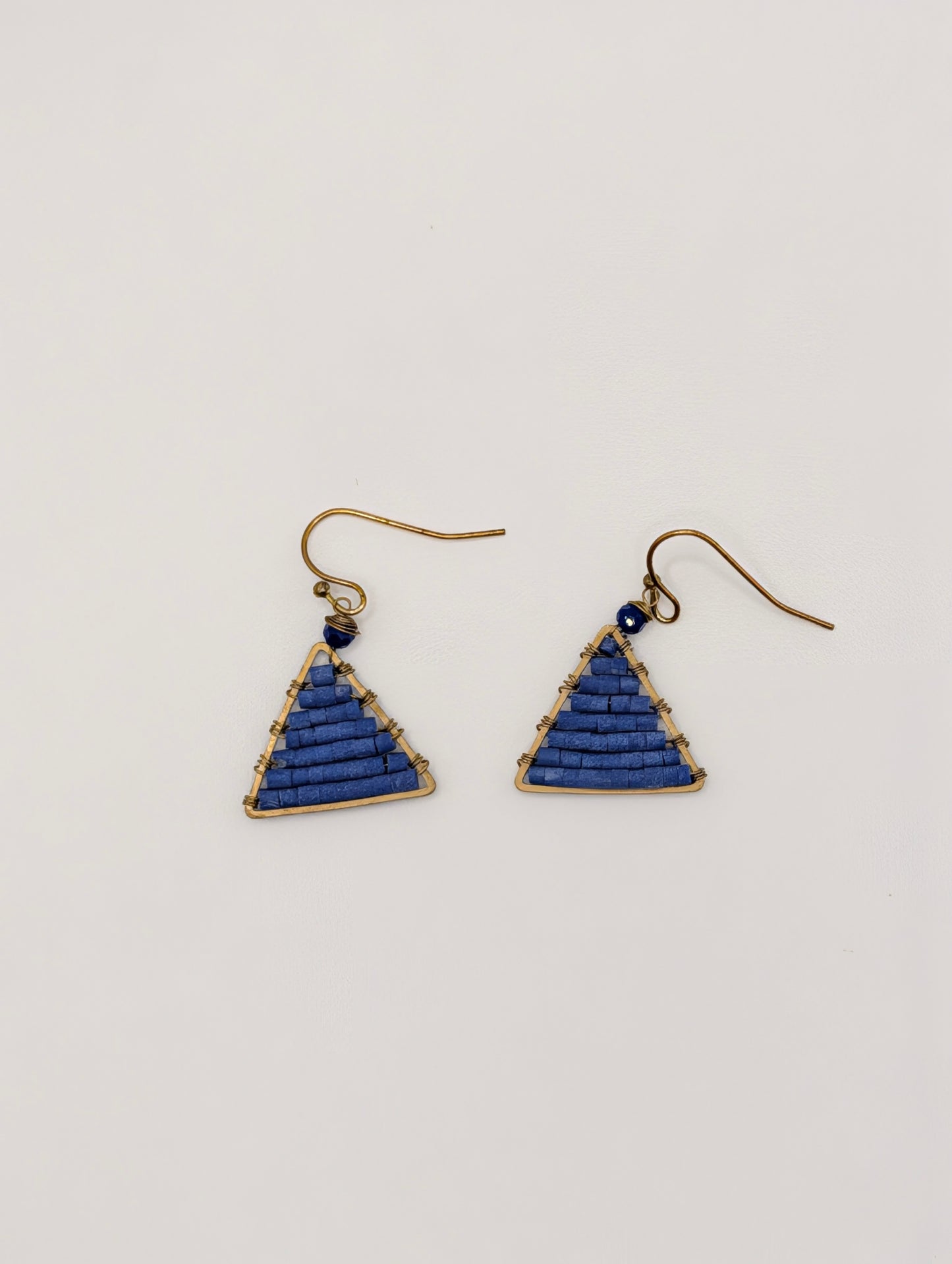 Blue Nepal Beads & Brass Earrings