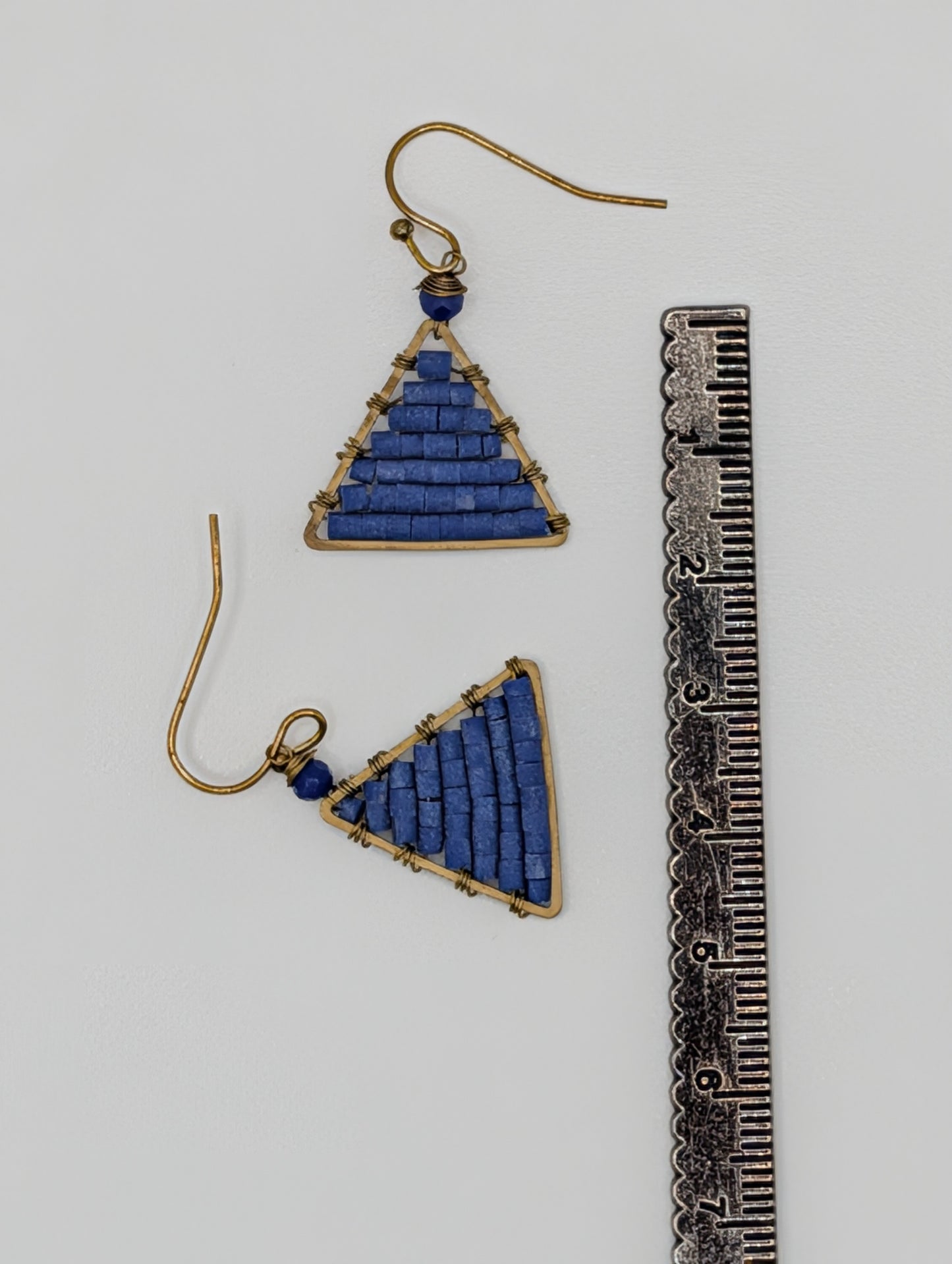 Blue Nepal Beads & Brass Earrings