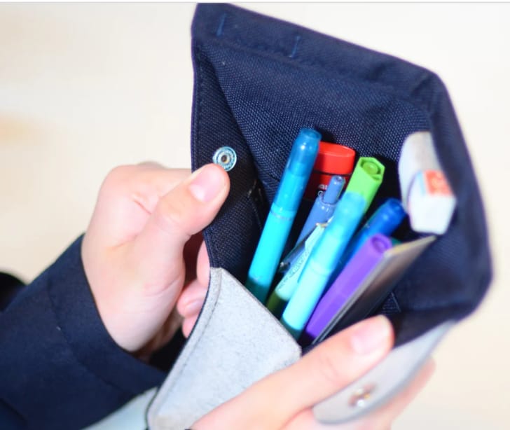 Navy/Mix Gray Wood Base Standing Case