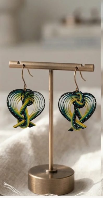 Green Spiral Bamboo Earrings