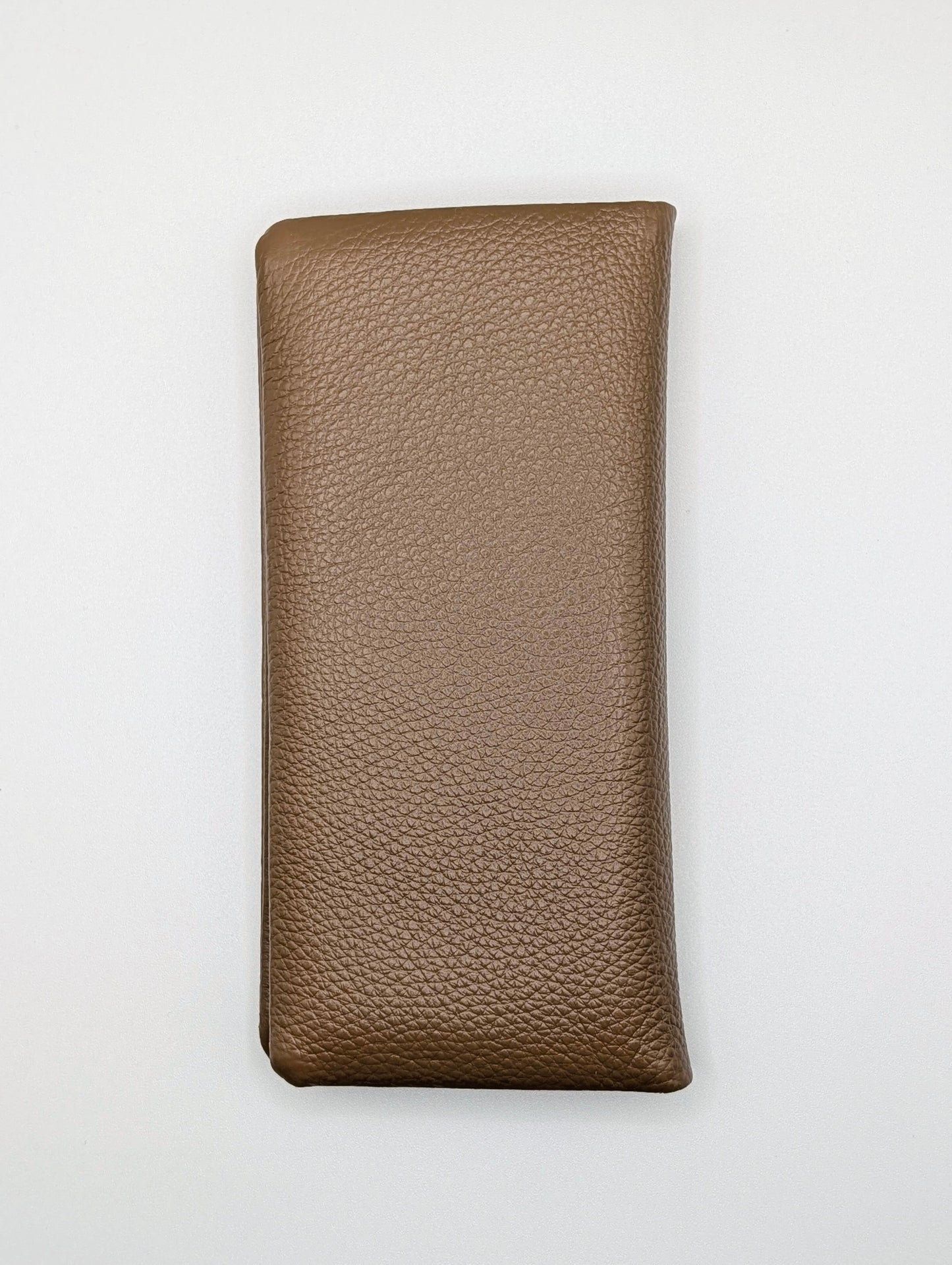 Top Grain Leather Long Wallet - Brown