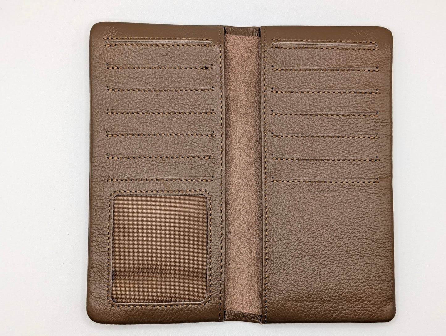 Top Grain Leather Long Wallet - Brown